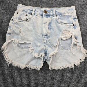 one teaspoon shorts High Rise Light Wash Distress Denim Shorts Size 26